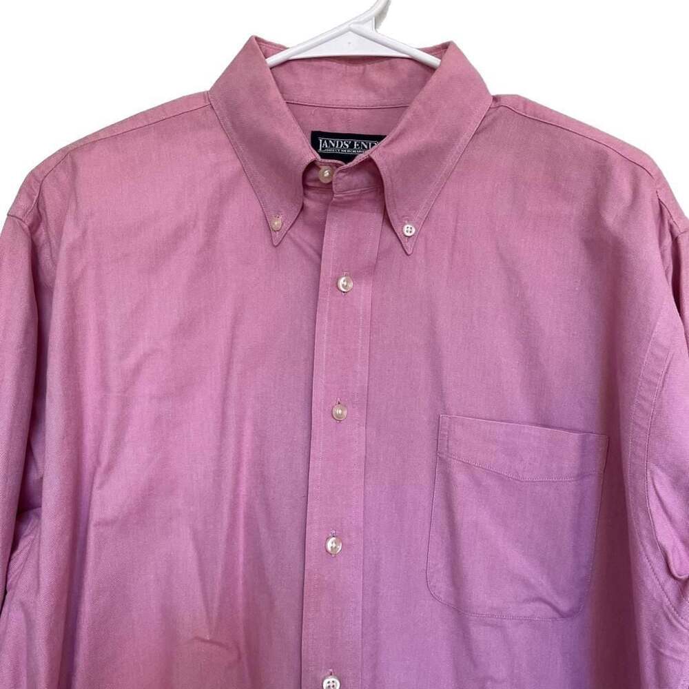 Lands' End Men's Pink 16 1/2 ‎ x 32 Long Sleeve Button Down Shirt